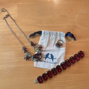 Chloe + Isabel Bouquet Rouge Collar Necklace w/ statement ring & bracelet